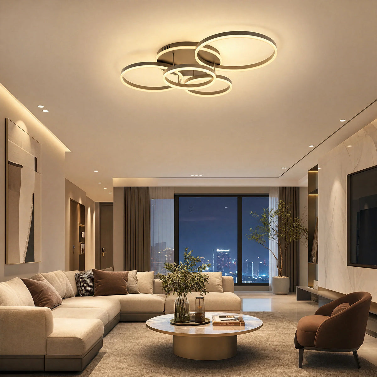 Plafonnier LED - Anneaux Décalés | Cercléa