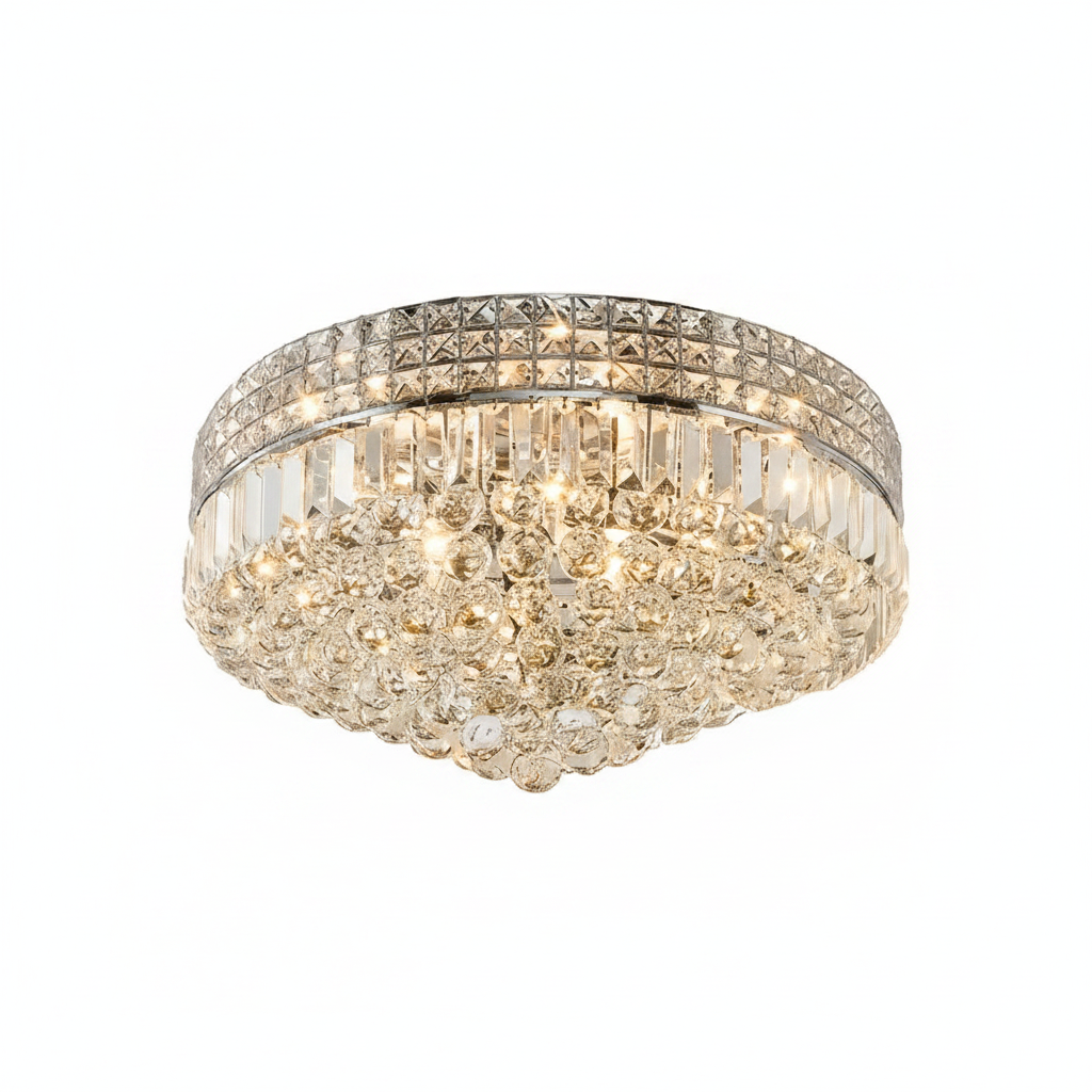 Plafonnier Cristal & Chrome - Cinq Lumières | Chromtalia