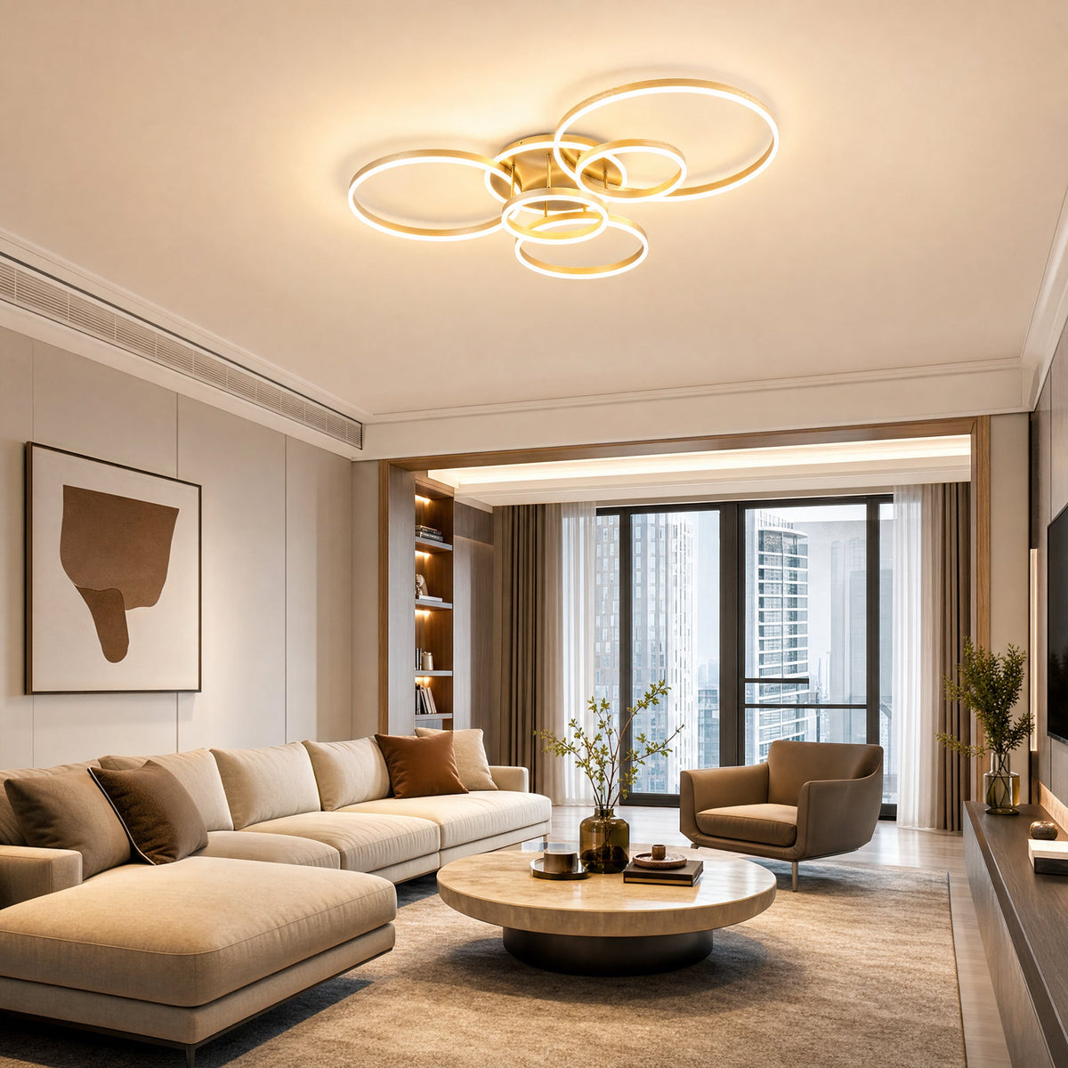 Plafonnier LED - Anneaux Décalés | Cercléa