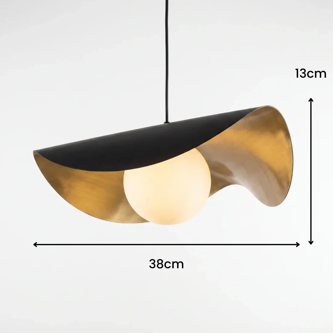 Suspension Albâtre & Noir Mat - Disque Replié | Fenélia