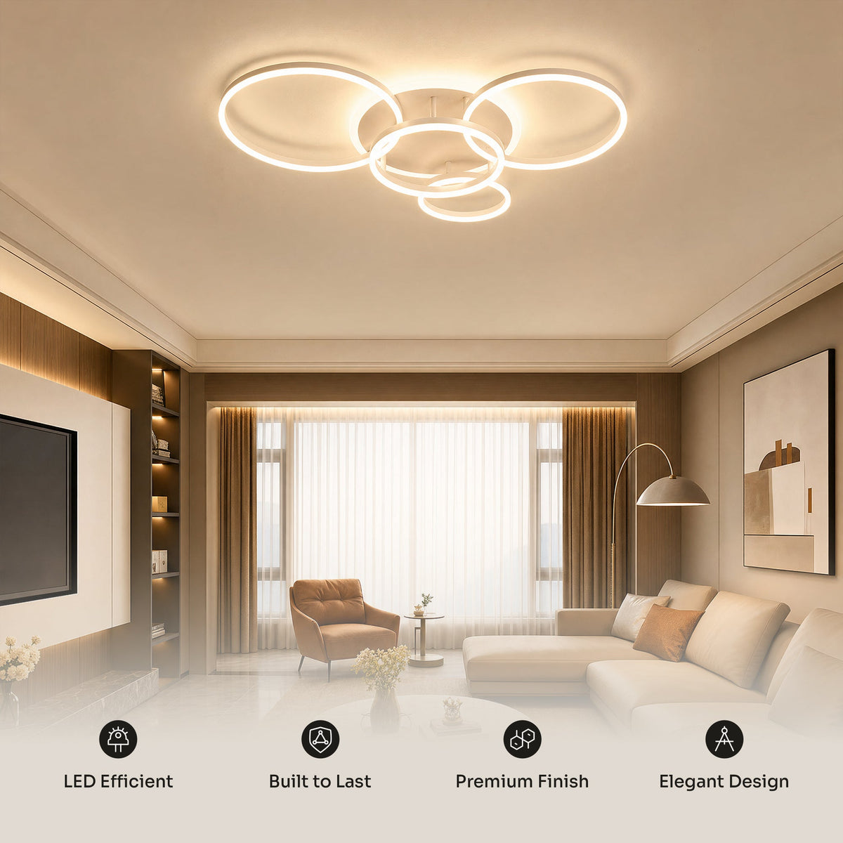 Plafonnier LED - Anneaux Décalés | Cercléa