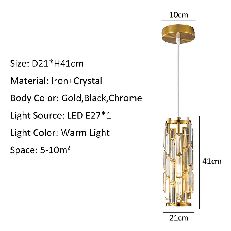 Lustre Cristal Fin - Élégance Élancée | Cascadia
