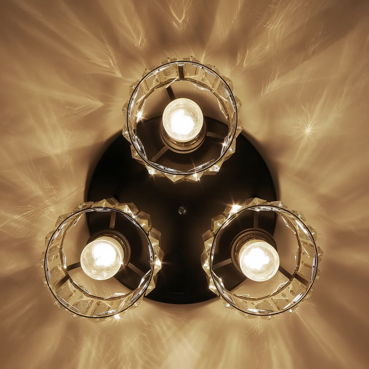 Plafonnier Cristal K9 Noir - Trois Lumières | Cristalione