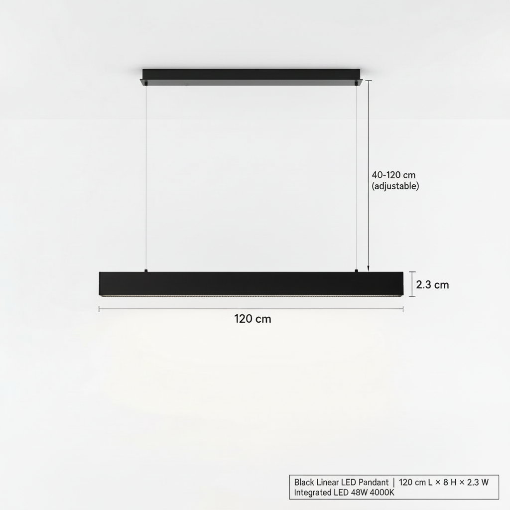 Suspension LED Linéaire Noire - Îlot 120 cm | Îlotéa