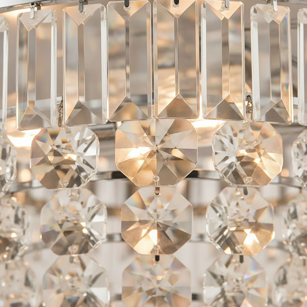 Plafonnier Cristal & Chrome - Cinq Lumières | Chromtalia