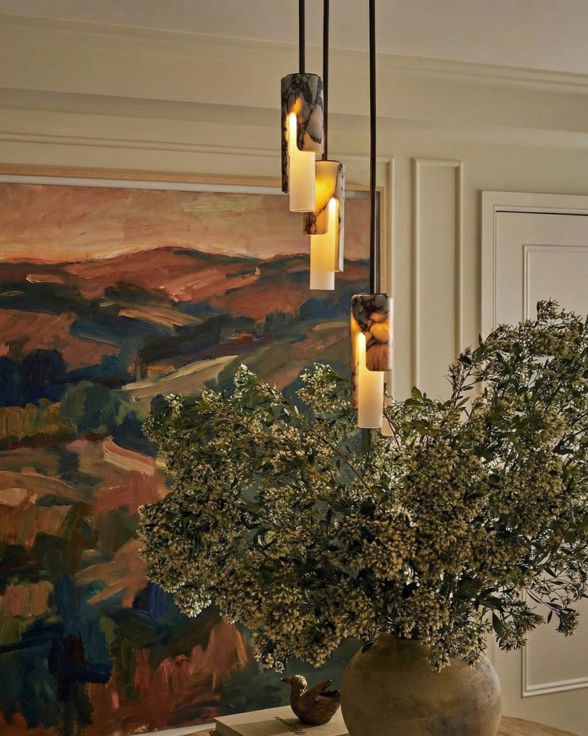 Suspension Marbre - Cylindre Sculptural | Marbrélia