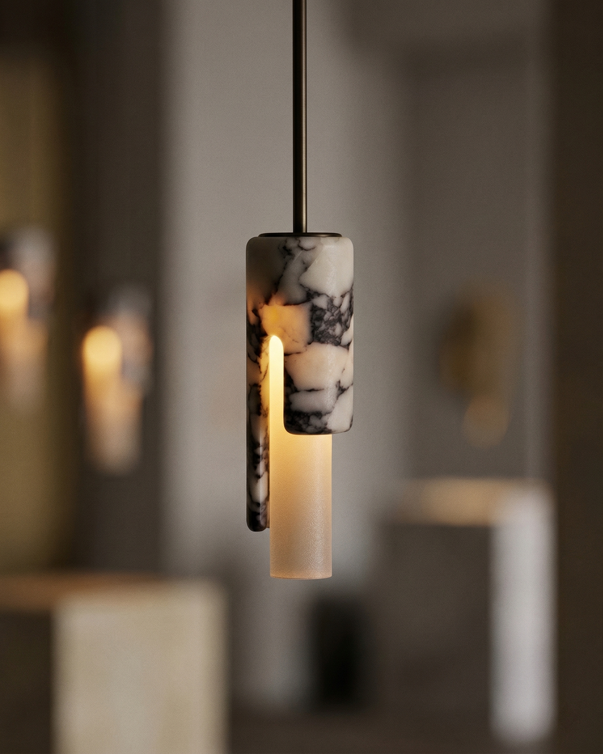 Suspension Marbre - Cylindre Sculptural | Marbrélia