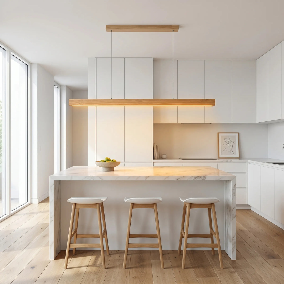 Suspension LED Linéaire - Bois Naturel | Lignéa