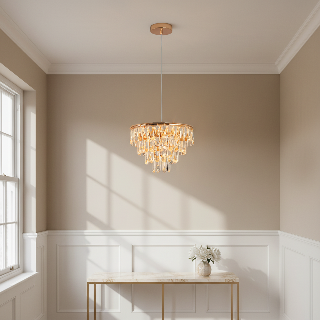 Mini Lustre Cristal Doré 35 cm | Cristalore