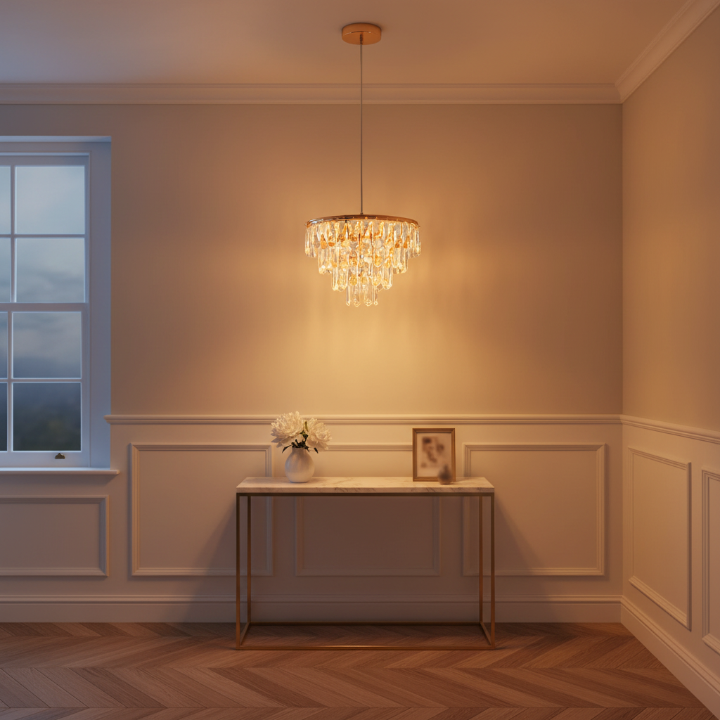 Mini Lustre Cristal Doré 35 cm | Cristalore