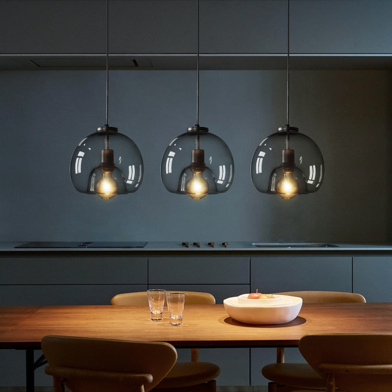 Lustre Filaire Noir - Globes de Verre | Filnéra