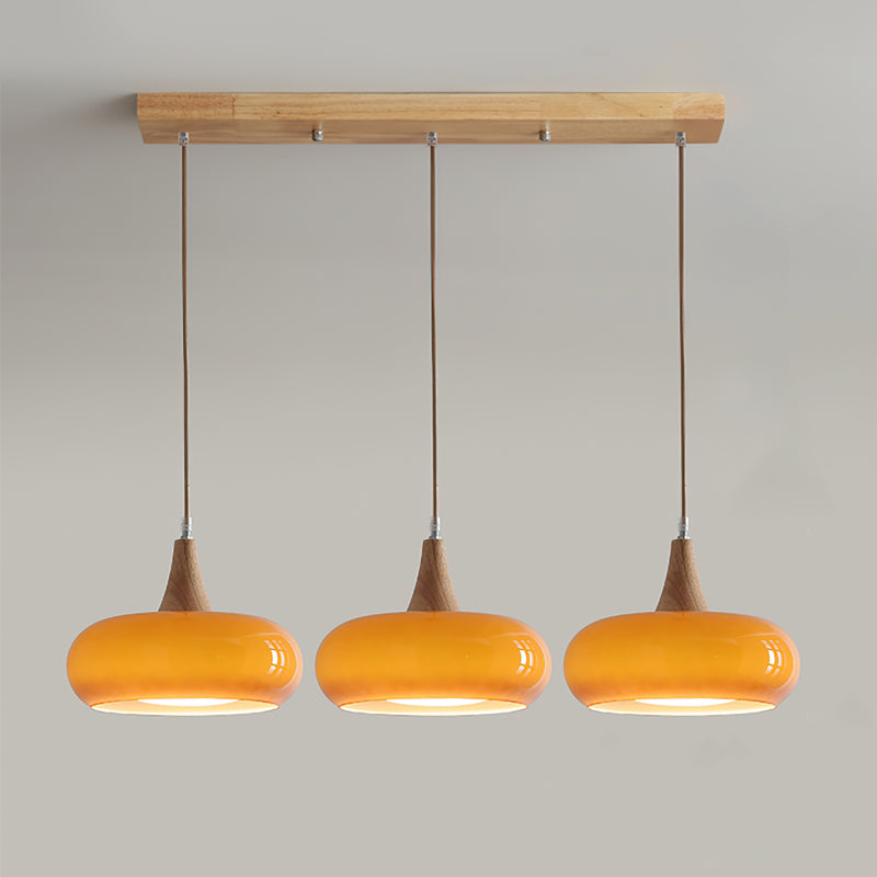 Suspension Bois & Verre Ambré - Lumière Chaude | Charléa