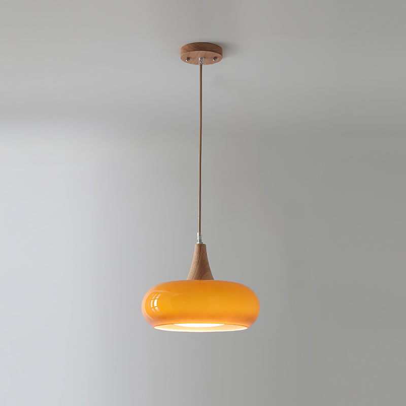 Suspension Bois & Verre Ambré - Lumière Chaude | Charléa