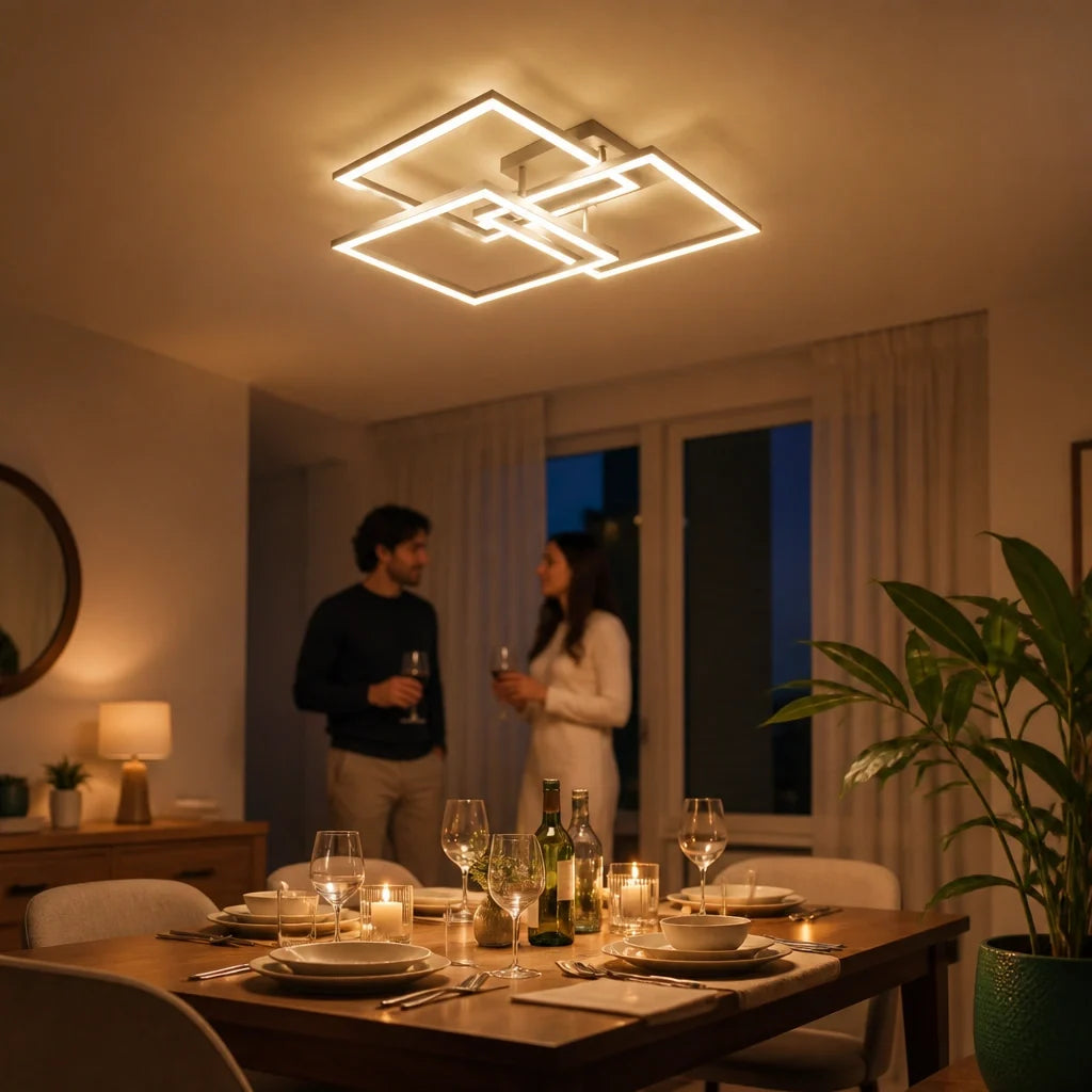 Plafonnier LED Carré Étagé - Blanc | Étagéa