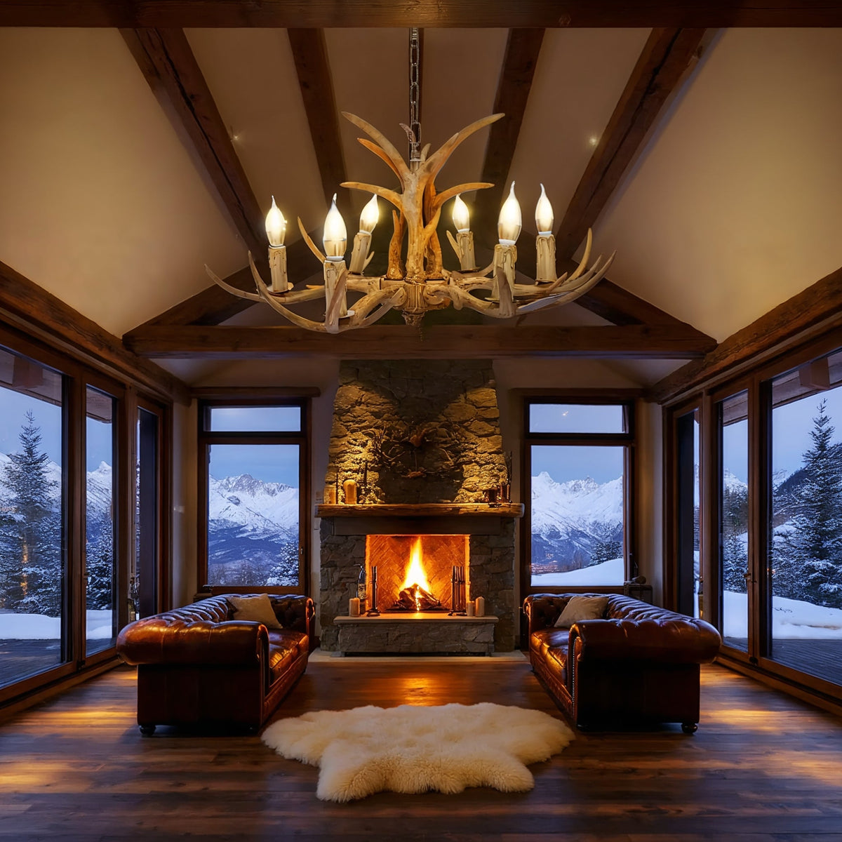 Lustre Bois de Cerf - Esprit Chalet | Cervalia