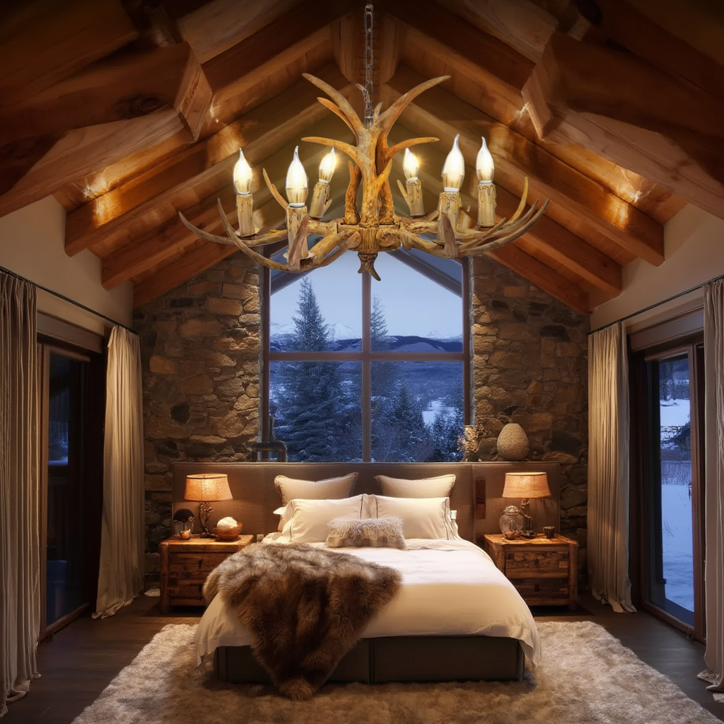 Lustre Bois de Cerf - Esprit Chalet | Cervalia