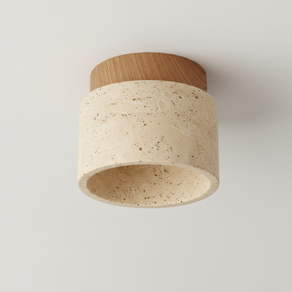 Plafonnier Travertin & Bois - Compact 12 cm | Rondavéa