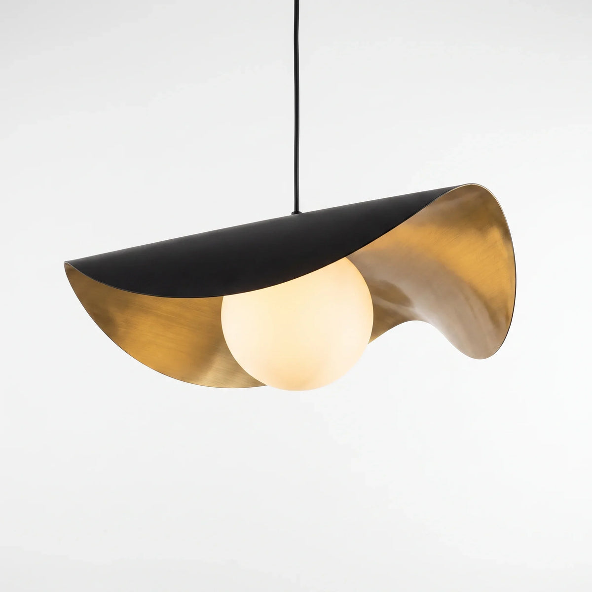 Suspension Albâtre & Noir Mat - Disque Replié | Fenélia