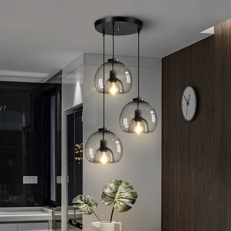 Lustre Filaire Noir - Globes de Verre | Filnéra