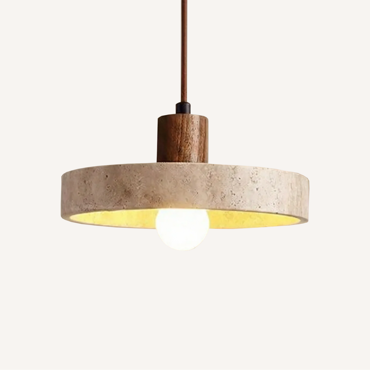 Suspension Travertin & Bois - Halo Naturel | Travolia