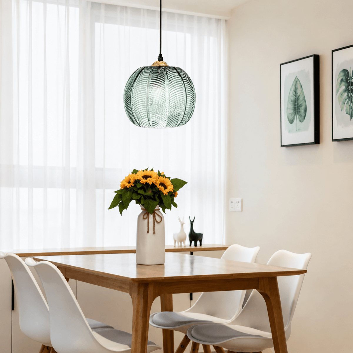 Suspension Verre Strié - Motif Végétal | Palméa