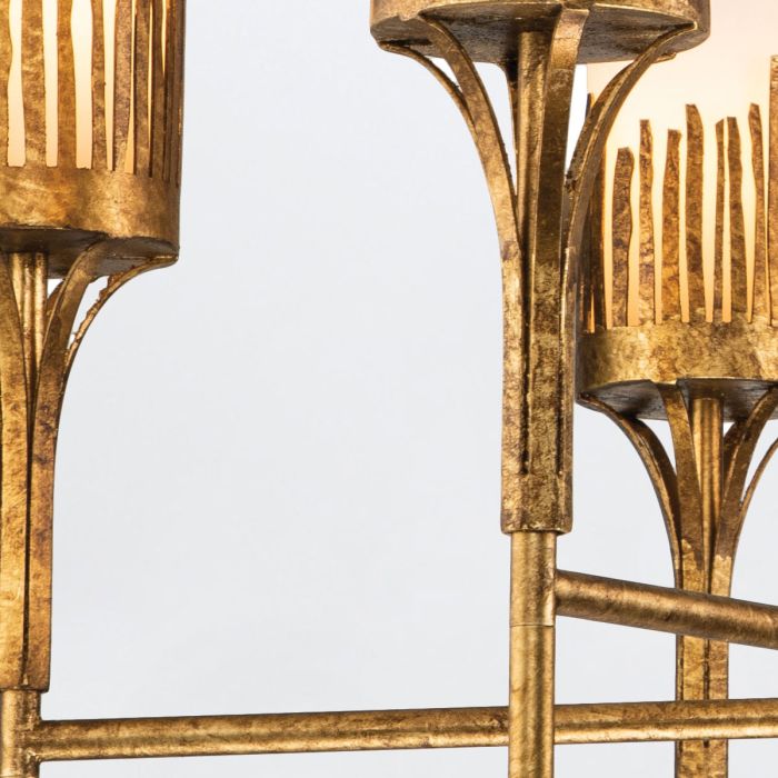 Lustre 6 Lumières - Feuille d'Or Patinée | Sawéa