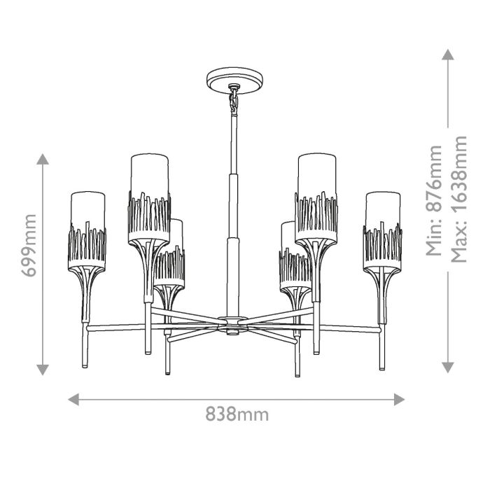 Lustre 6 Lumières - Feuille d'Or Patinée | Sawéa