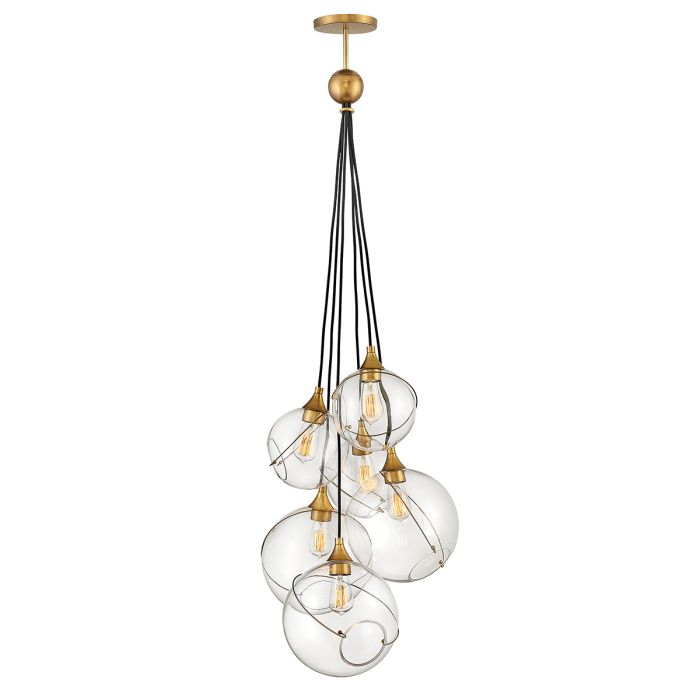 Lustre 6 Globes de Verre - Laiton Patiné | Skyléa