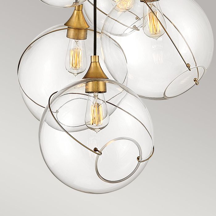 Lustre 6 Globes de Verre - Laiton Patiné | Skyléa