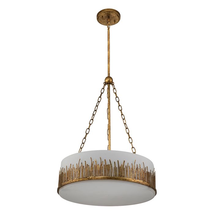 Lustre Tambour Sculptural - Feuille d'Or | Sawgréa Grand