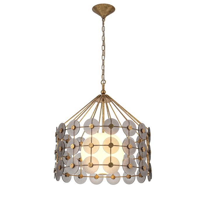 Lustre 3 Étages - Or Vieilli & Verre Fumé | Méridiane