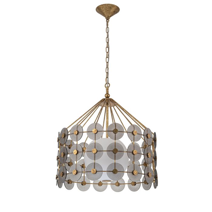 Lustre 3 Étages - Or Vieilli & Verre Fumé | Méridiane