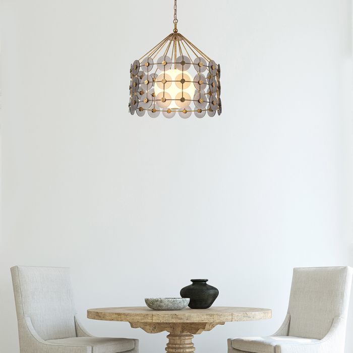 Lustre 3 Étages - Or Vieilli & Verre Fumé | Méridiane
