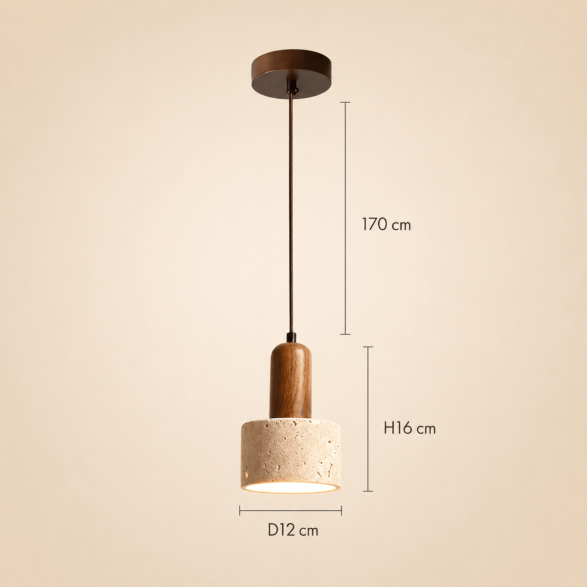 Suspension Travertin & Noyer - Tambour Minéral | Sénalia