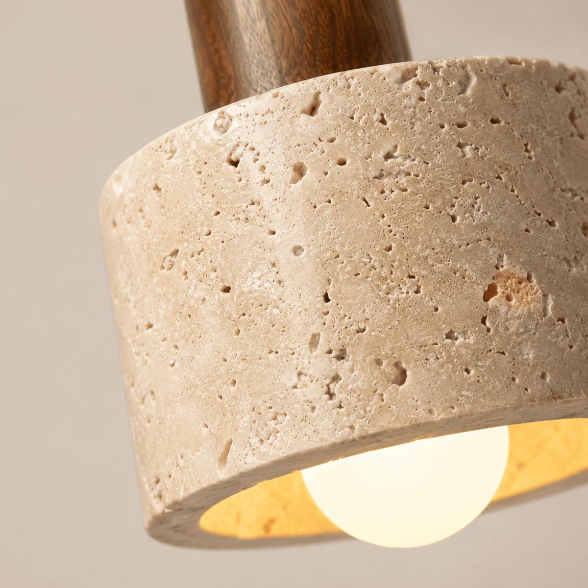 Suspension Travertin & Noyer - Tambour Minéral | Sénalia