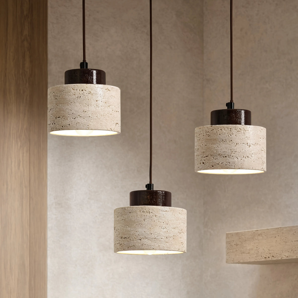 Suspension Travertin - Tambour Compact | Véliane