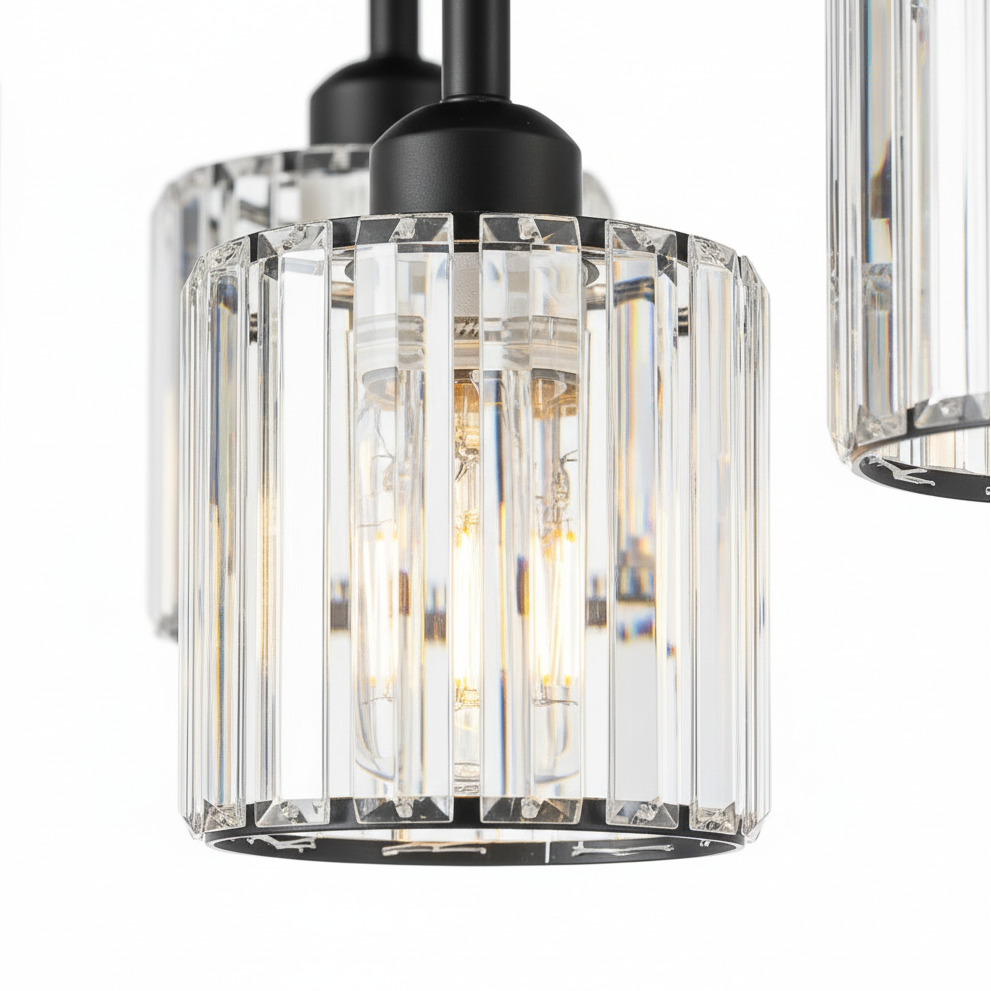Plafonnier Cristal K9 Noir - Trois Lumières | Cristalione