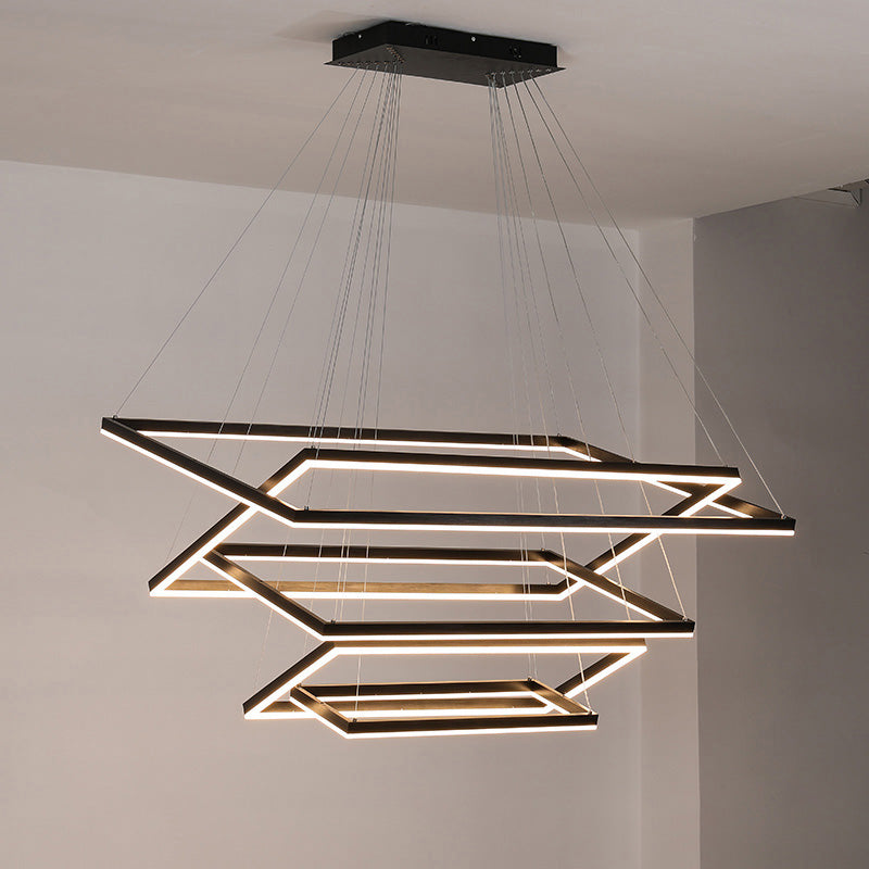 Lustre LED Rectangulaire - Étages Superposés | Tiéra