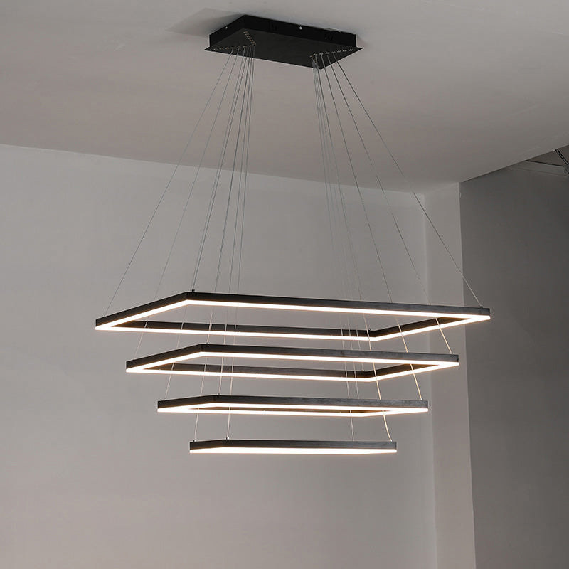 Lustre LED Rectangulaire - Étages Superposés | Tiéra
