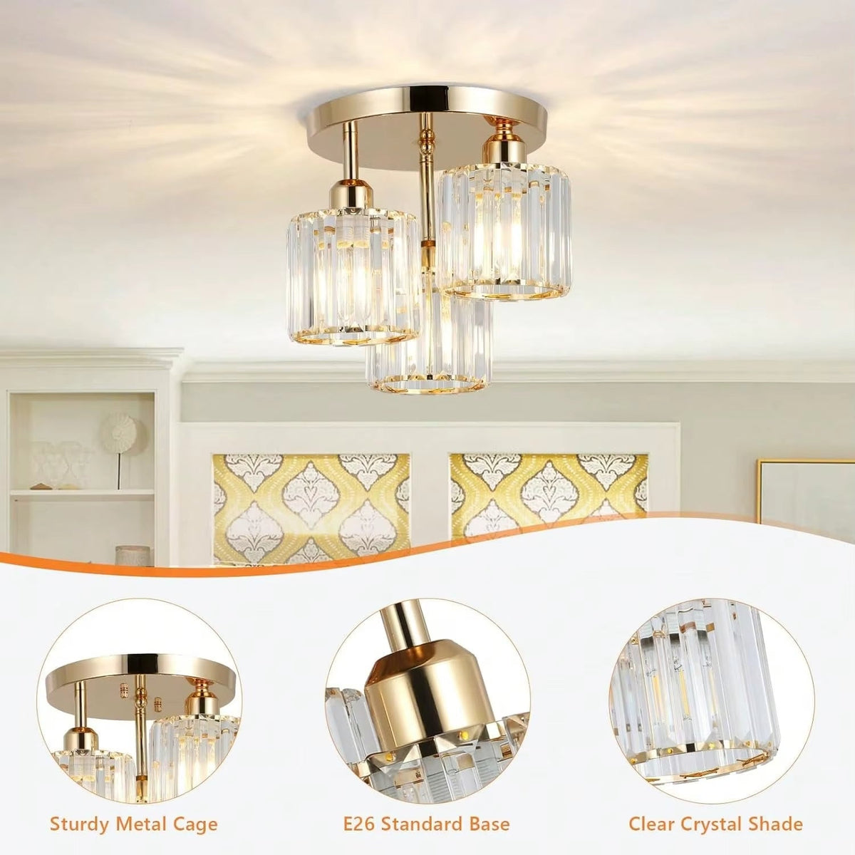 Plafonnier Verre - Trio Base Dorée | Triovéa