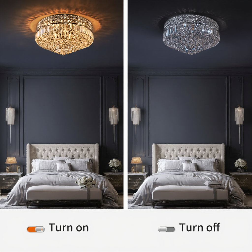 Plafonnier Cristal & Chrome - Cinq Lumières | Chromtalia