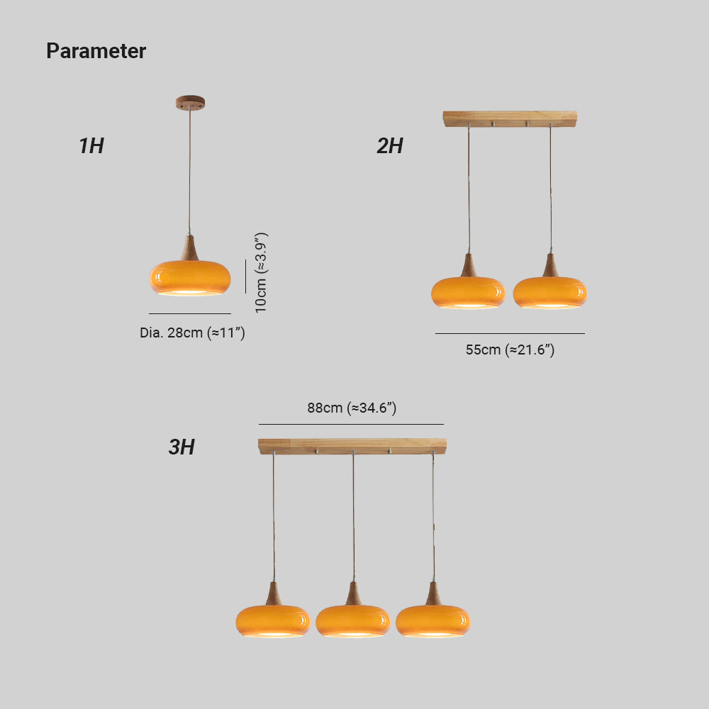 Suspension Bois & Verre Ambré - Lumière Chaude | Charléa