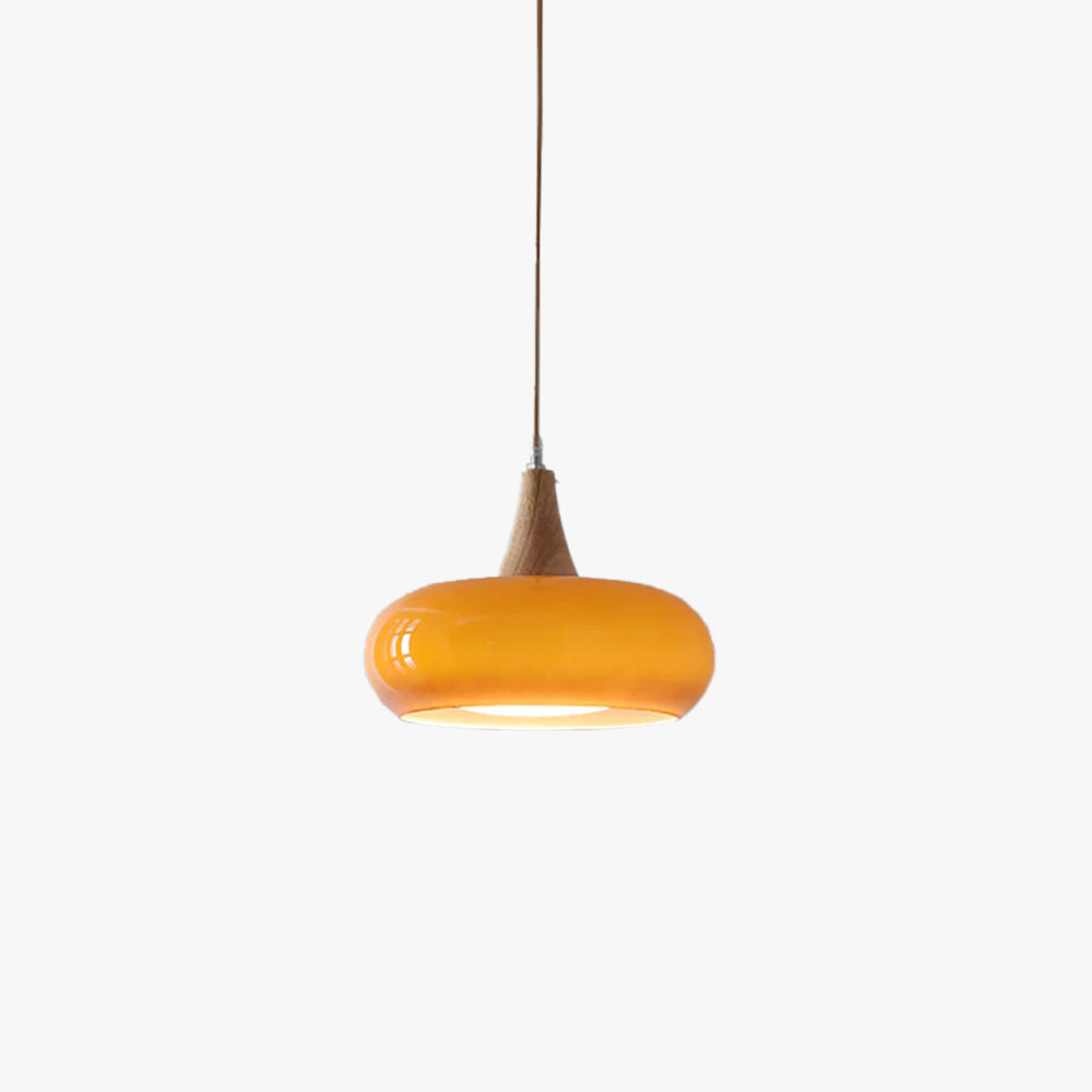 Suspension Bois & Verre Ambré - Lumière Chaude | Charléa