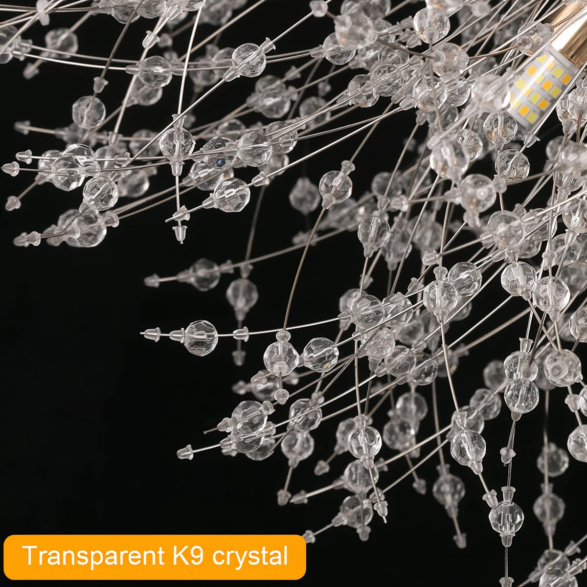 Suspension Cristal Pissenlit - Sphère Dorée | Dentelia
