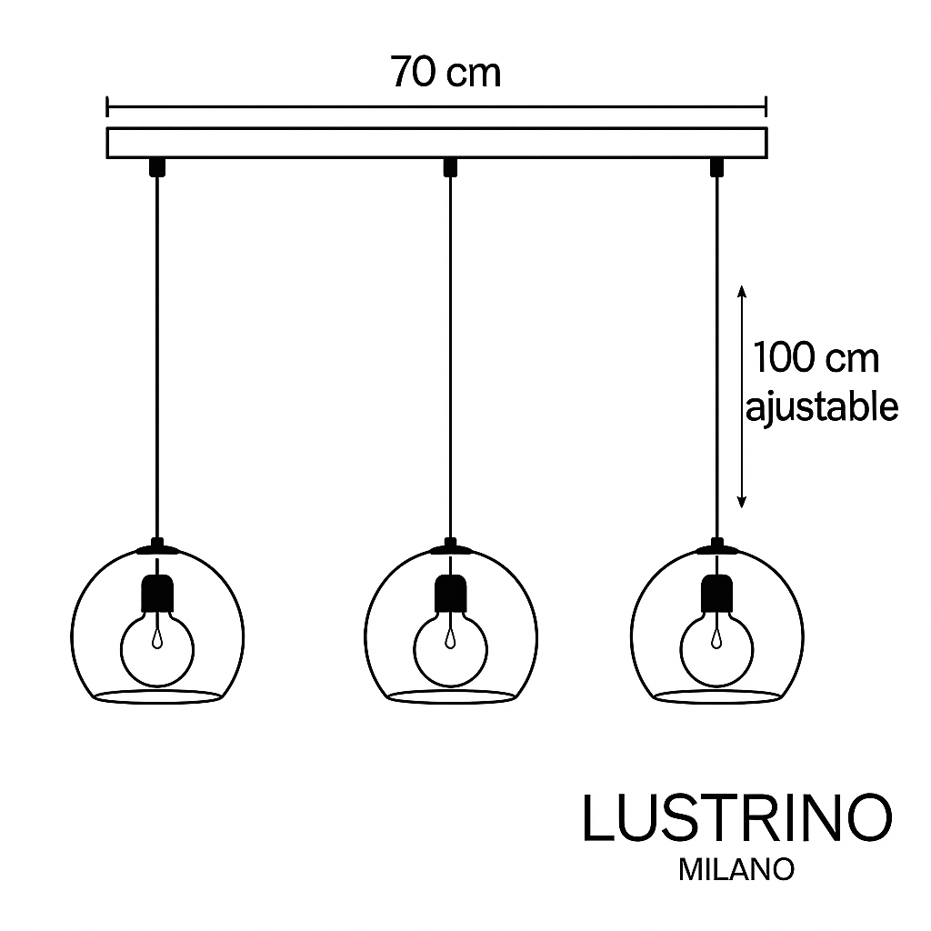 Lustre Filaire Noir - Globes de Verre | Filnéra