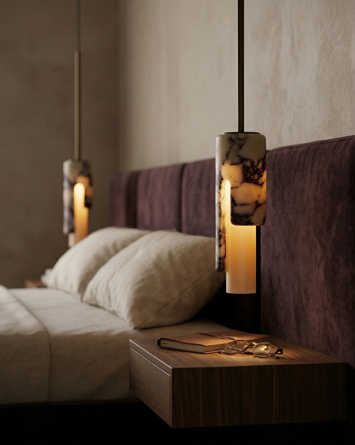 Suspension Marbre - Cylindre Sculptural | Marbrélia