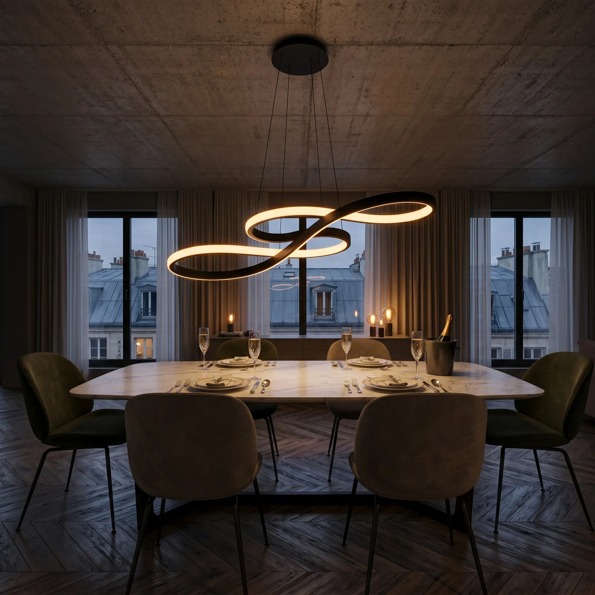 Lustre LED - Boucle Fluide | Éclisa