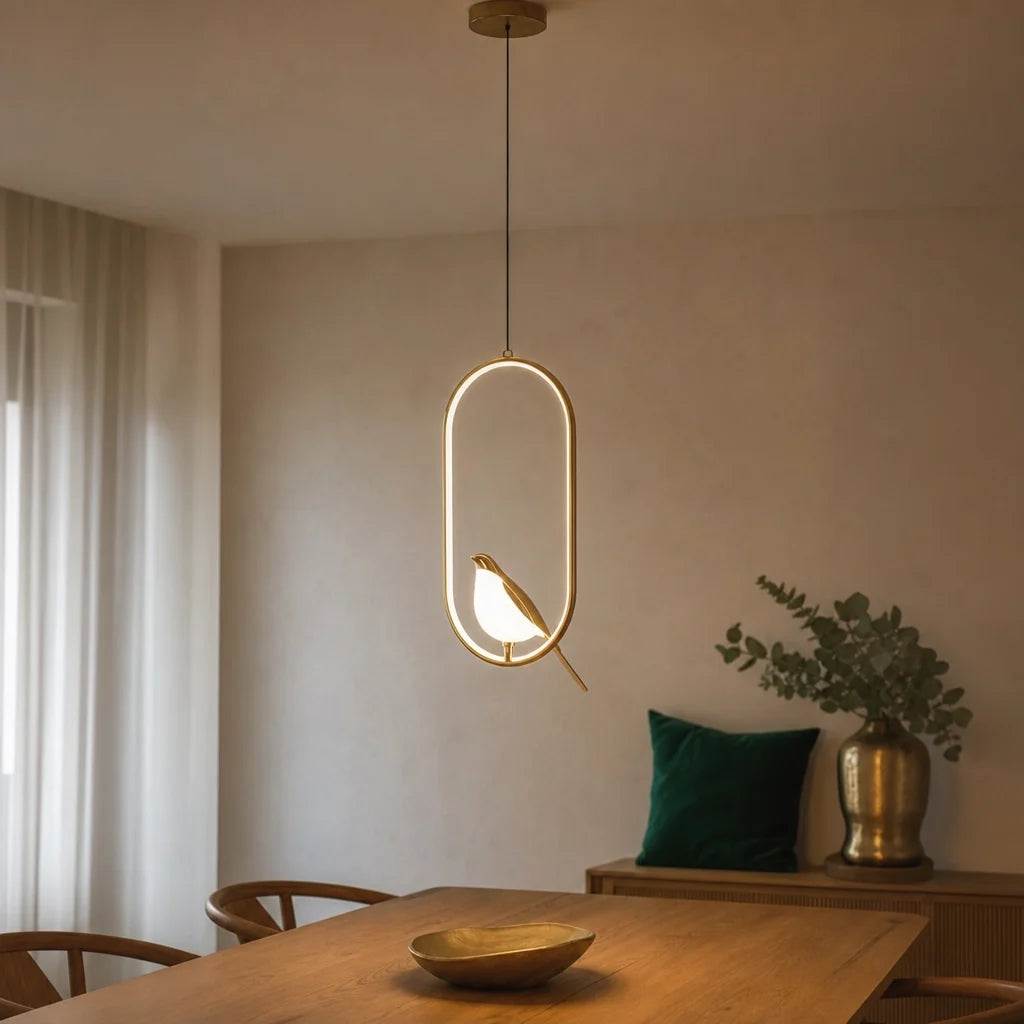 Suspension Oiseau LED Doré - Sculptural | Oisélia