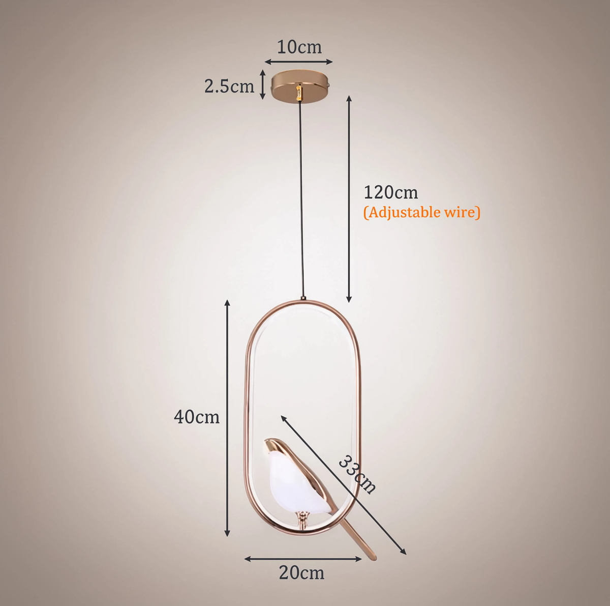 Suspension Oiseau LED Doré - Sculptural | Oisélia