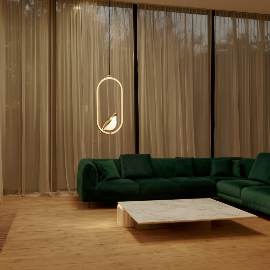 Suspension Oiseau LED Doré - Sculptural | Oisélia